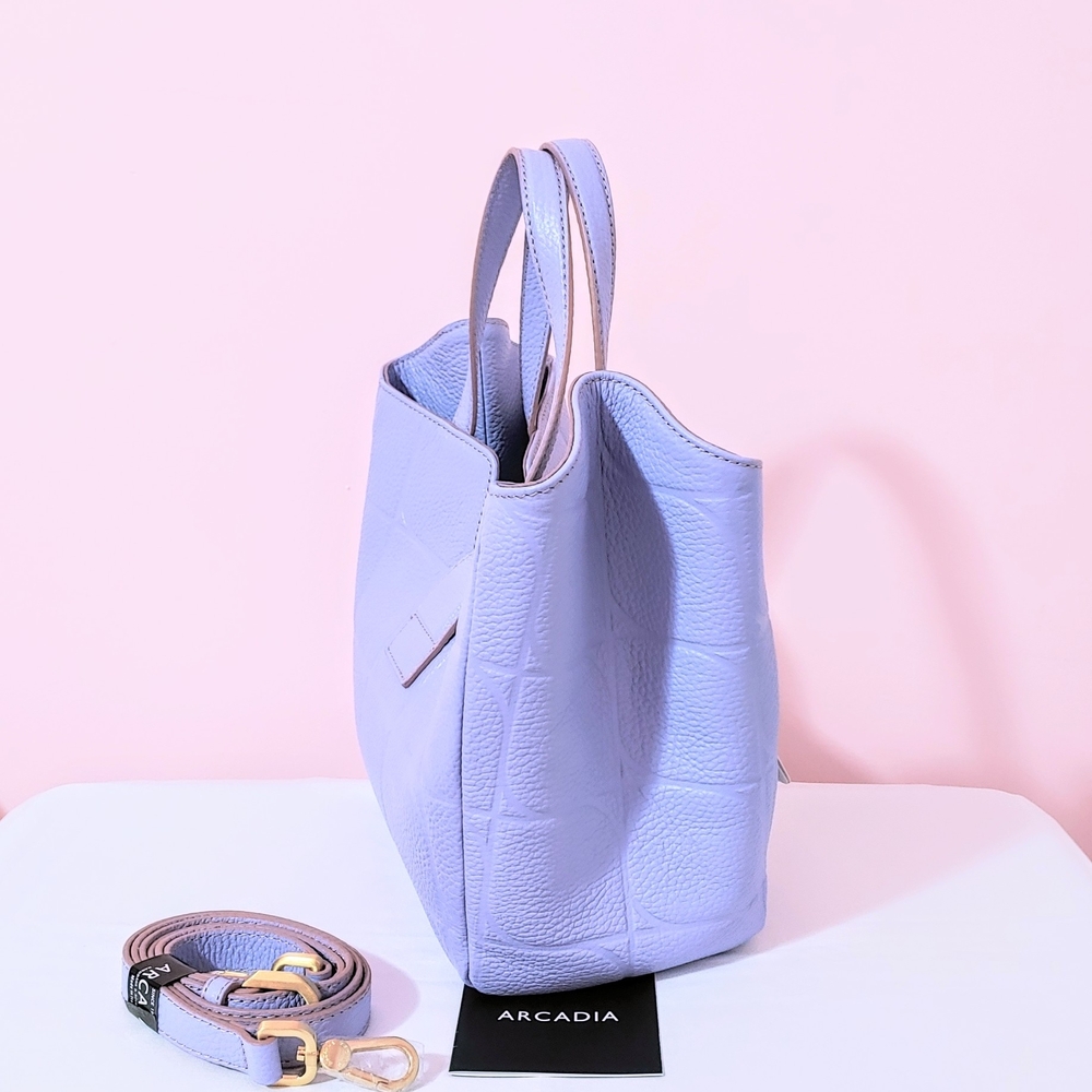 NWT Rare HTF ARCADIA Bia Small Tote Crossbody Bag Lavender Pebbled Leather lilac - Picture 9 of 12